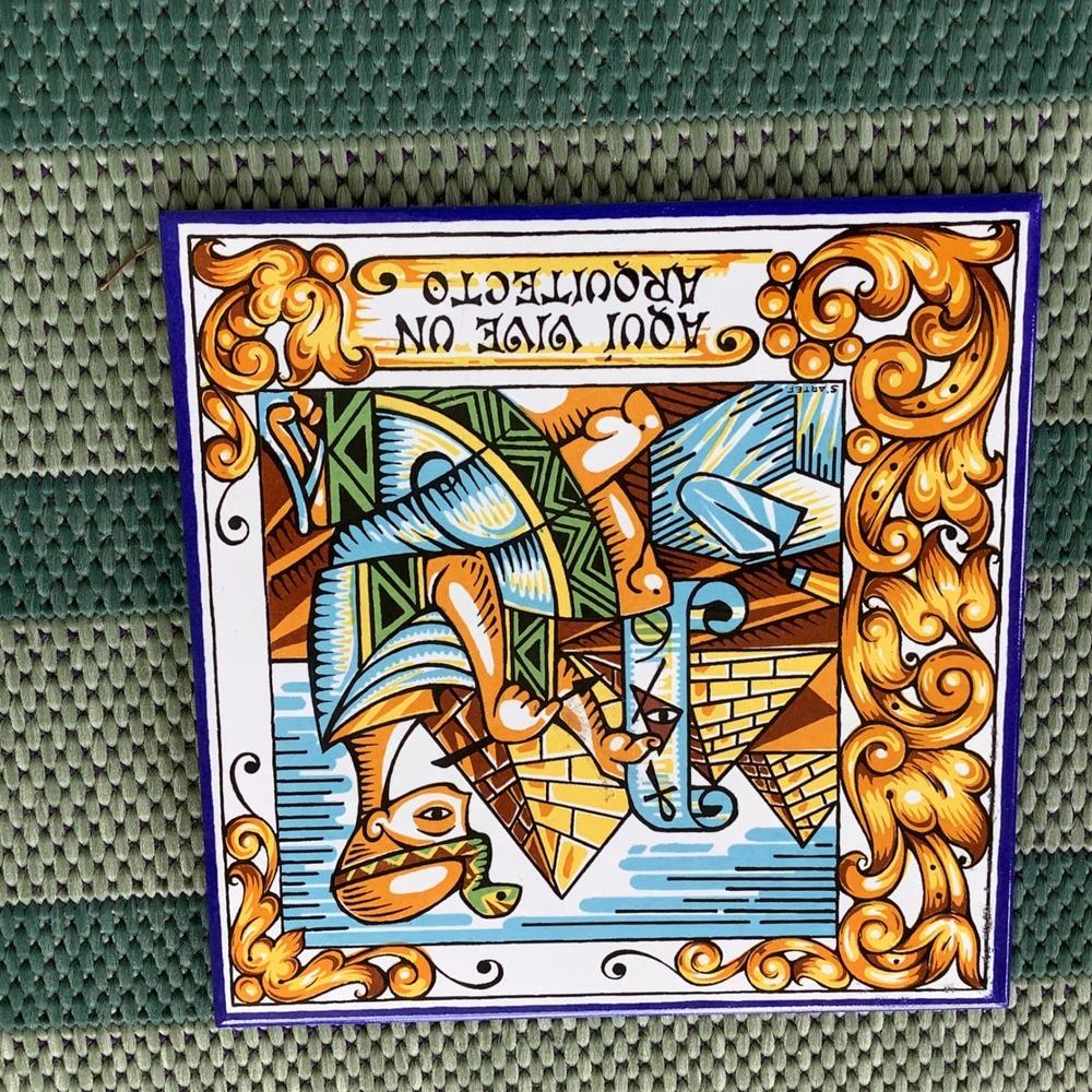S'Artef Spain Ceramic Tile Aqui Vive Un Arquitecto Egyptian Architect Art 8x8